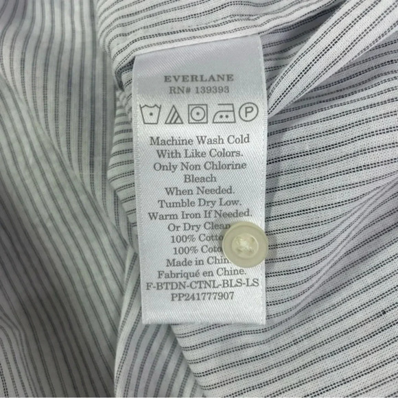 Everlane The Ruched Air Blouse Cotton Striped 12 Large - Picture 9 of 13